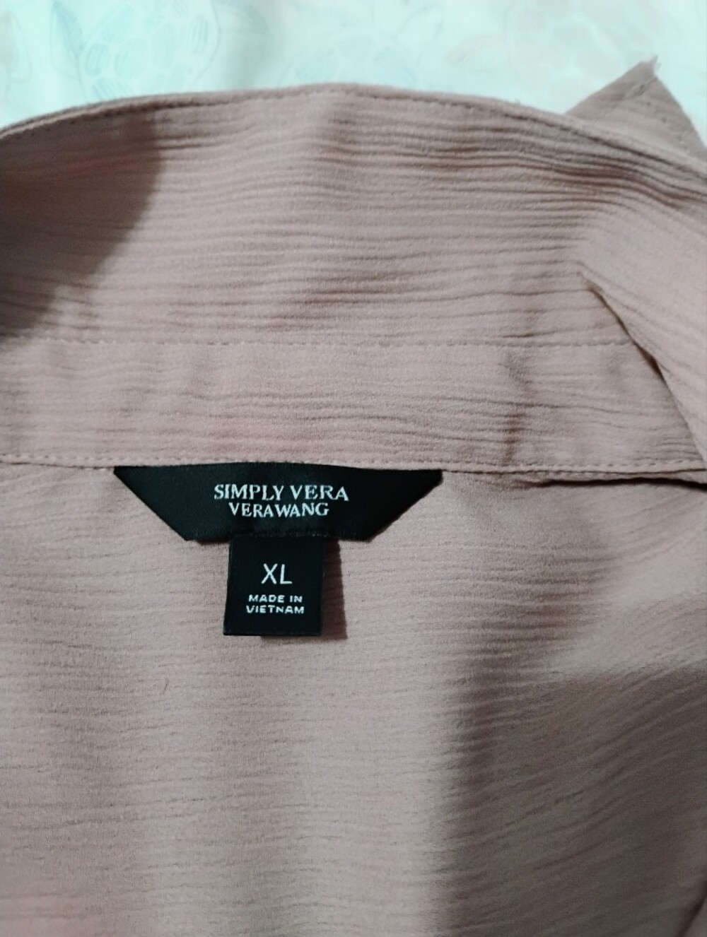 Simply Vera Vera Wang Blush Pink Ruffle-Hem Button Down Top Size: XL - Picture 3 of 6